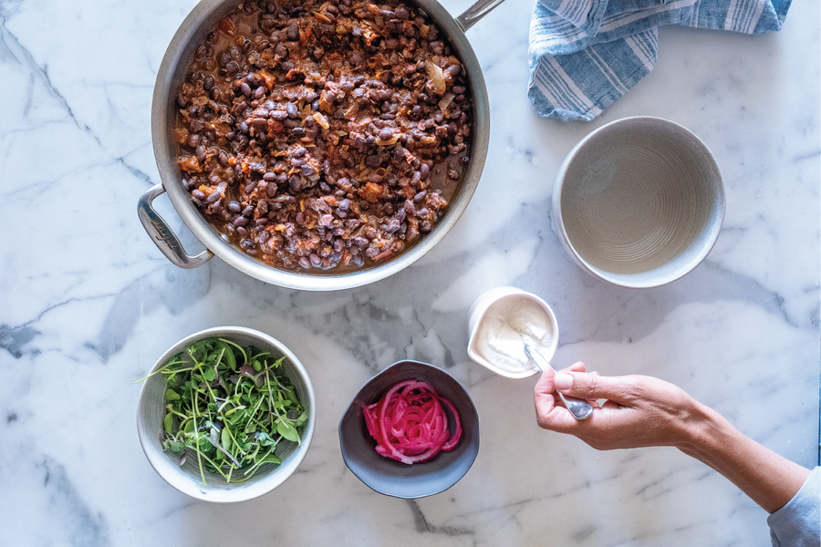 Black Bean Chili with Cashew Crema