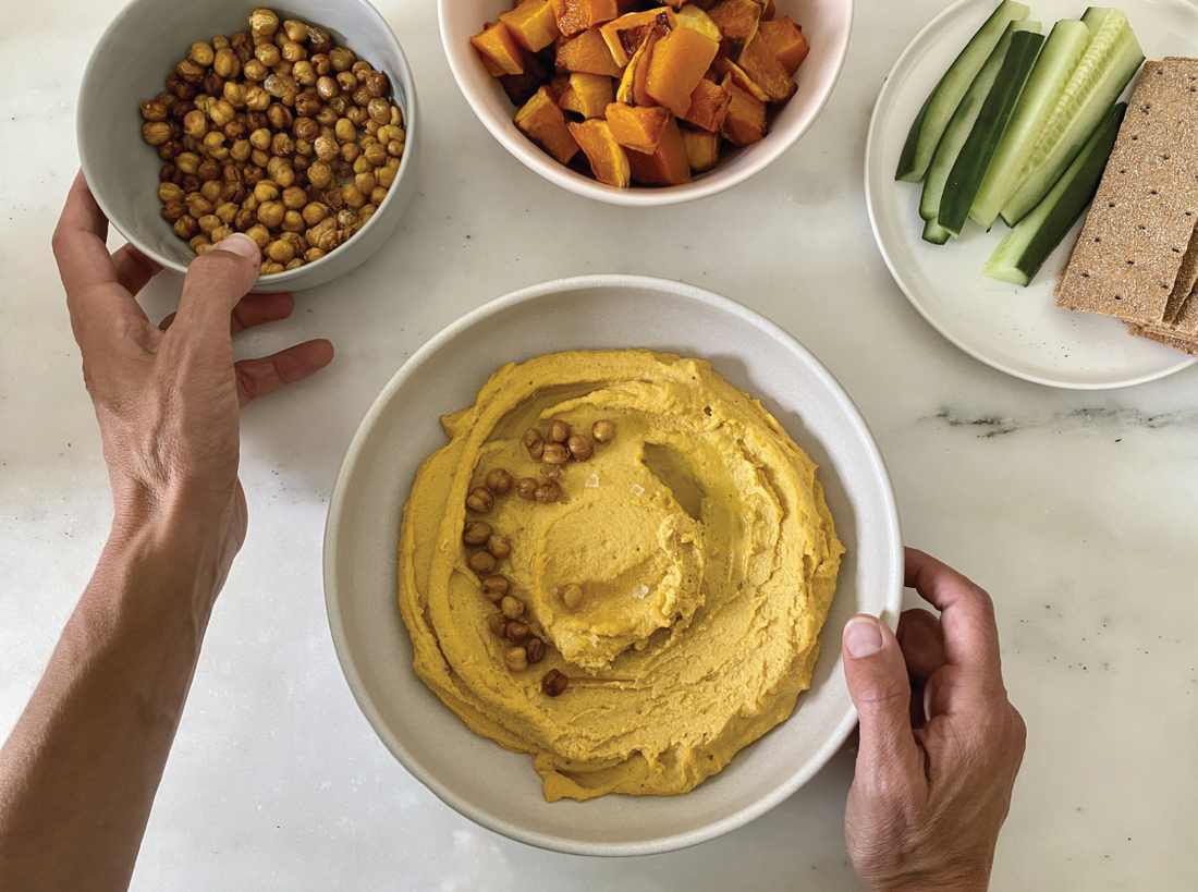 Butternut Squash Hummus with Curry and Roasted Garlic