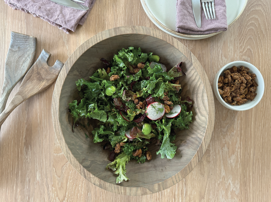 Little Gem Salad with Herbs and Tahini Roasted Beans