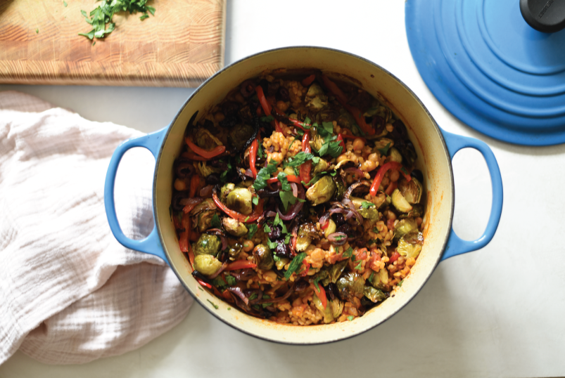 Oven Baked Rice, Beans, + Roasted Veggies